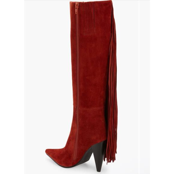 Jeffrey Campbell Galloping Knee High Fringe Boot in Rust Suede - Picture 2 of 8